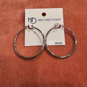New Directions Shiny Silver Hoops